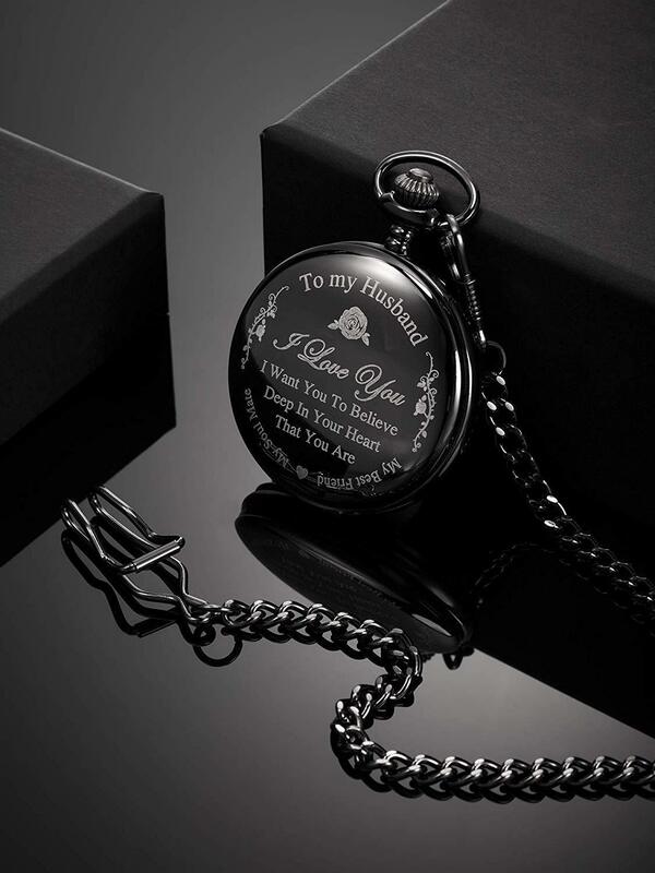 Znakomity dla mojego męża kieszonkowy zegarek kwarcowy mężczyźni fani prezenty pamiątkowe z 80cm łańcuszek na szyję