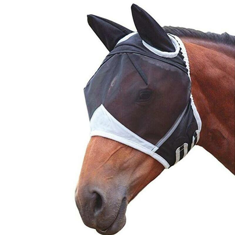 Protector de ojo de caballo, máscara protectora de malla Anti-UV antimosquitos, ajustable y transpirable, para verano