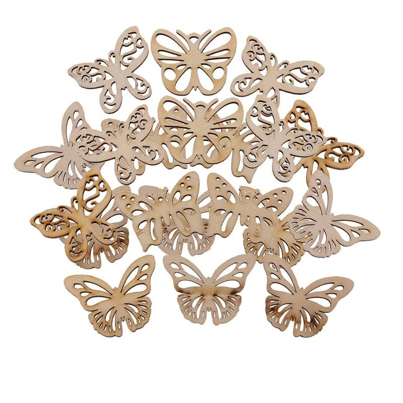 20Pcs Rustic Wooden Wood Hollow Butterfly Wedding Table Scatter Decorations