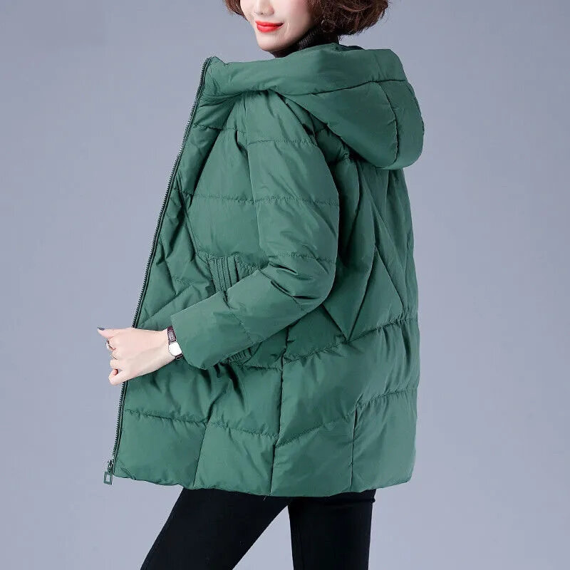 Новинка 2023, женские теплые пальто с капюшоном, большие размеры, стеганая куртка в Корейском стиле, женская верхняя одежда для снега