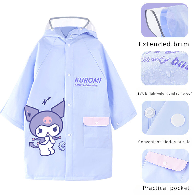 Kawaii Sanrio Kuromi My Melody Hello Kitty Cute Cartoon bambino impermeabile studente Poncho Outdoor Water Proof Anime periferiche regalo