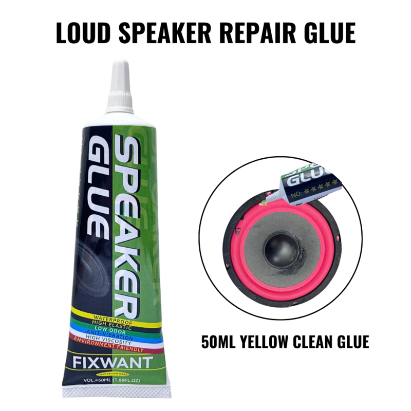 Fixwant Lautsprecher Reparatur Kleber Schaum Seite Staub kappe Gummi kante Kegel Becken starker Kleber/50ml schwarz/gelb