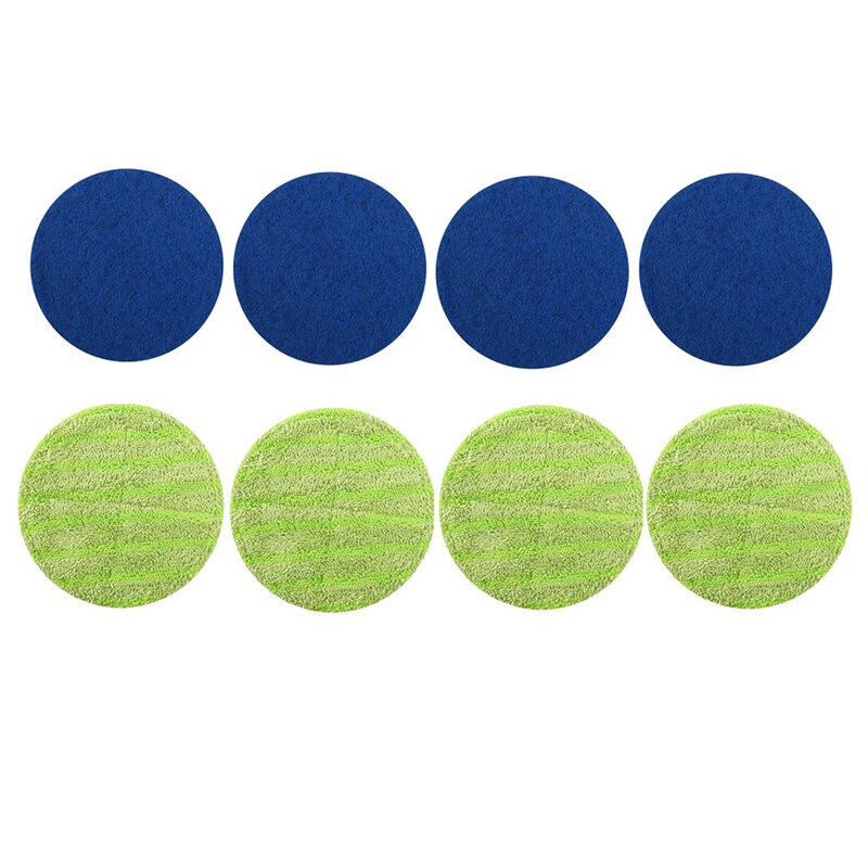 8Pcs Replacement Pad for Cordless Electric Rotary Mop Sweeper Wireless Electric Rotary Mop Scrubber Pad, Blue+Green