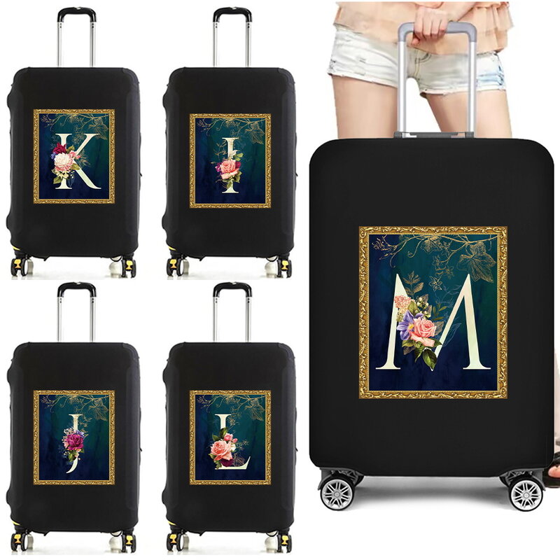 여행 필수품 가방 여행 액세서리 트롤리 케이스 보호 커버, 꽃 문자 시리즈 인쇄 패턴, 18-32 인치 용량