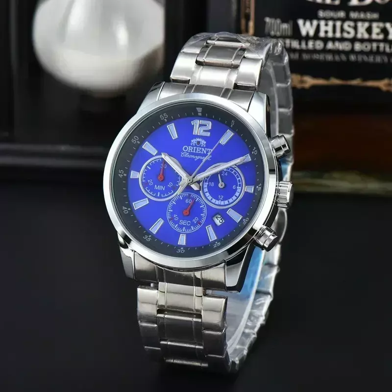 Top AAA Original Orient  Watches Mens Business Full Stainless Steel Automatic Date Watch Luxury Chronograph Sport Quartz Clock