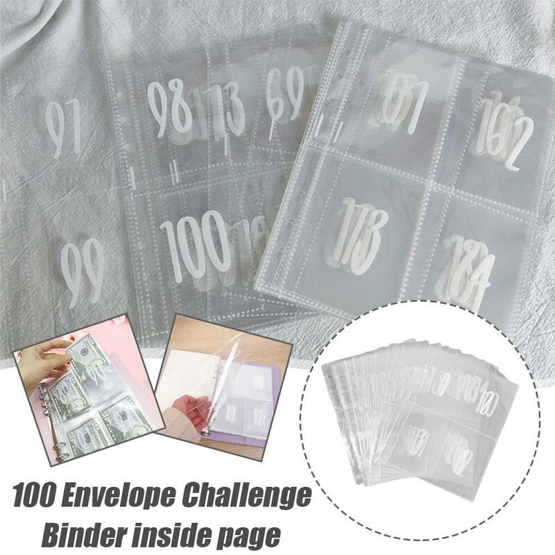 100 Envelope Challenge Binder Inside Page Transparent Storage Accessories Pages Binder Collector Photo Kpop Photocard U5I6