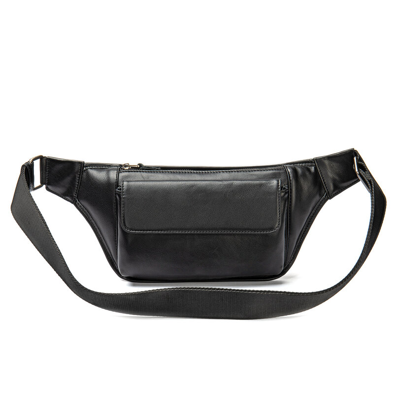 Fashion trend shoulder bag new men's all-in-one chest bag simple sports style men's chest bag wasit bag leather belt pouch phone