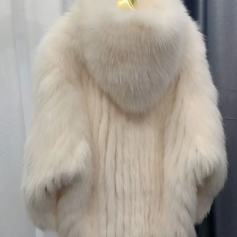 Женское двухстороннее пальто из искусственного лисьего меха, с длинным рукавом