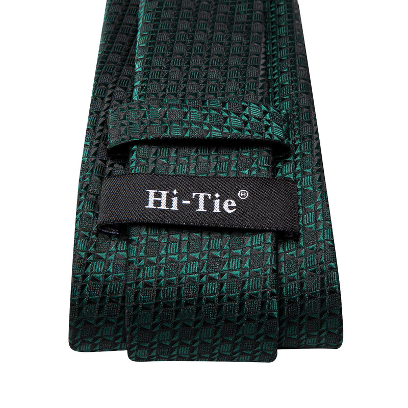 Hi-Tie corbata de Jacquard verde oscuro para hombre, corbata elegante de diseñador, accesorio de corbata, gemelos de pañuelo para boda, fiesta de negocios, novedad