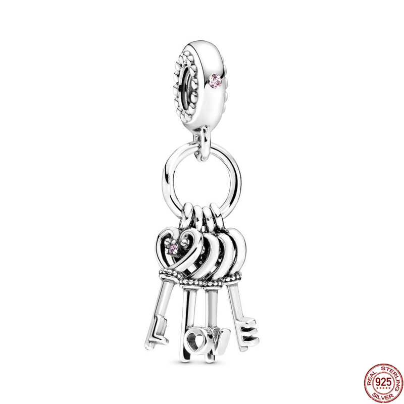 Dobrze się sprzedaje 925 srebrnych kluczy kłódka miłość zwisających koraliki Charm w stylu Fit oryginalnych bransoletka Pandora modna biżuteria na prezent do DIA