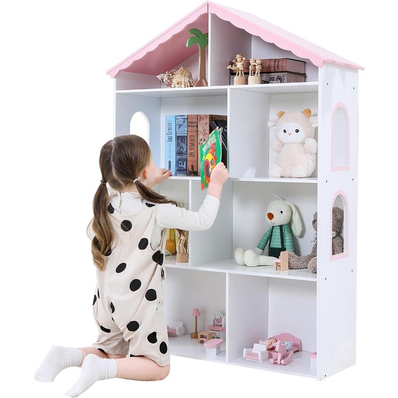 Книжный шкаф, детский книжный стеллаж, хранилище, органайзер для кукольного домика, детская спальня, игровая комната, книжная полка для детей