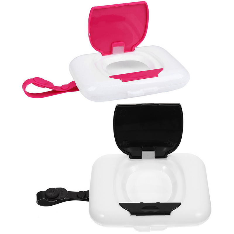 Dispenser tisu 2Pcak portabel, Tisu basah perjalanan, wadah tisu basah bayi luar ruangan, dapat diisi ulang, Dispenser tisu perjalanan bayi