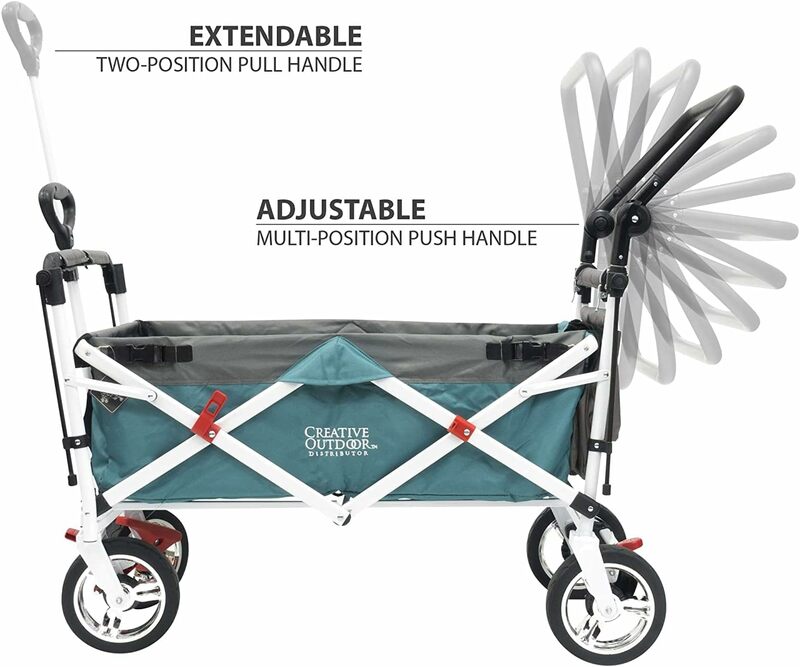 Stroller dorong dan tarik ganda, kereta dorong kreatif luar ruangan untuk balita & anak dengan kanopi yang dapat dilepas dan sabuk pengaman