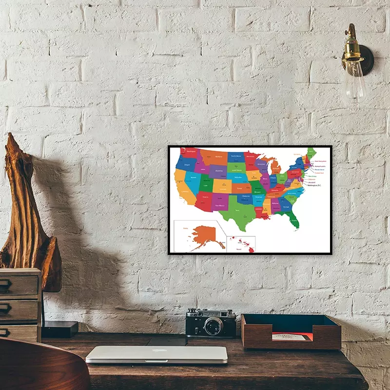 59*42cm o mapa do estado unido em inglês arte da parede poster e cópias não-tecido lona pintura quarto decoração casa suprimentos de escritório