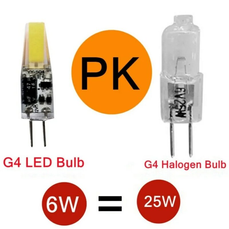G4 COB LED Lâmpada de luz de milho, AC, DC, 220V, 6W, Spotlight, Lâmpada do candelabro, Substituir 20W, Lâmpadas de halogênio, frio, quente, branco, 10 pcs
