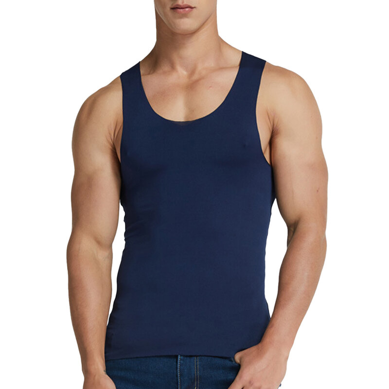 T-shirt de sport élastique sans couture pour hommes, haut glacé précieux, haut décontracté, gilets, vêtements pour hommes