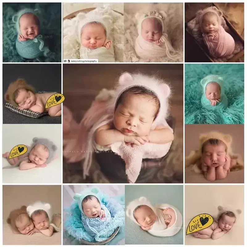 Cappello di lana per neonato puntelli per fotografia per neonato cappello per bambina in maglia cappello per neonato puntelli per fotografia per bambini