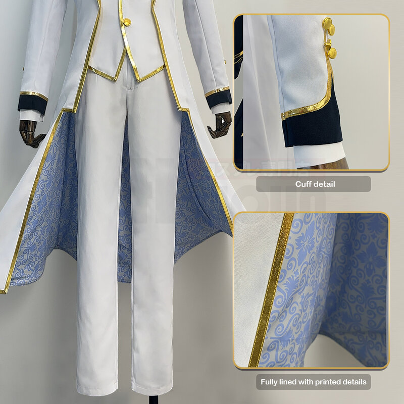 HOLOUN Blue Lock Anime NAGI przebranie na karnawał peruka anioły i demony z serii spodnie płaszcz biały mundur Rose Net Cos konwencja