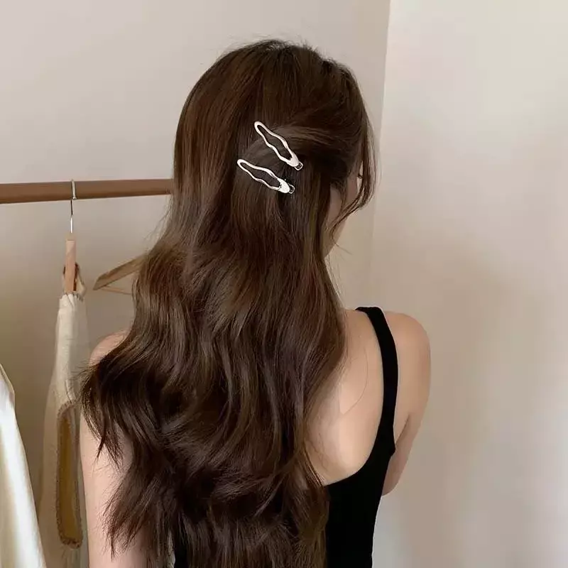 女性のための中空金属波のヘアピン,幾何学的なダクビルクリップ,サイドクリップ,シンプルなヘアアクセサリー,韓国のファッション