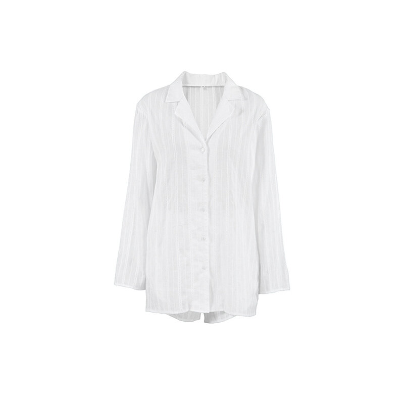 Weiße Pyjamas für Frauen 2-teilige Sets Langarm Shorts Nachtwäsche Anzüge lässige Homewear lose Lounge wear Frauen Outfits