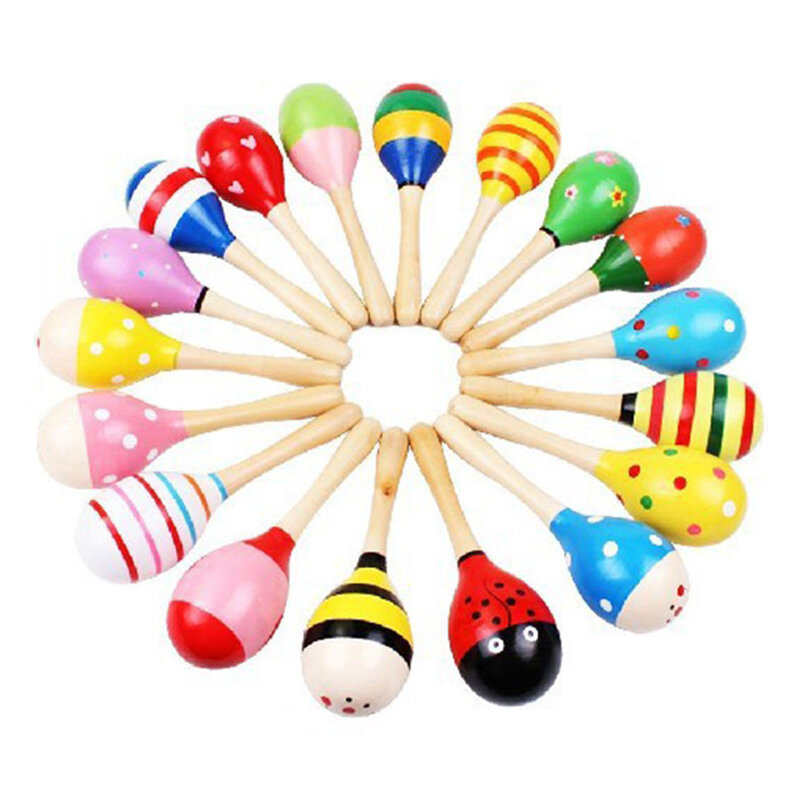 1pcs Colorful Wooden Maracas Baby Child Musical Instrument Early Education Rattle Shaker Party Children Gift Toy Toddler Toys