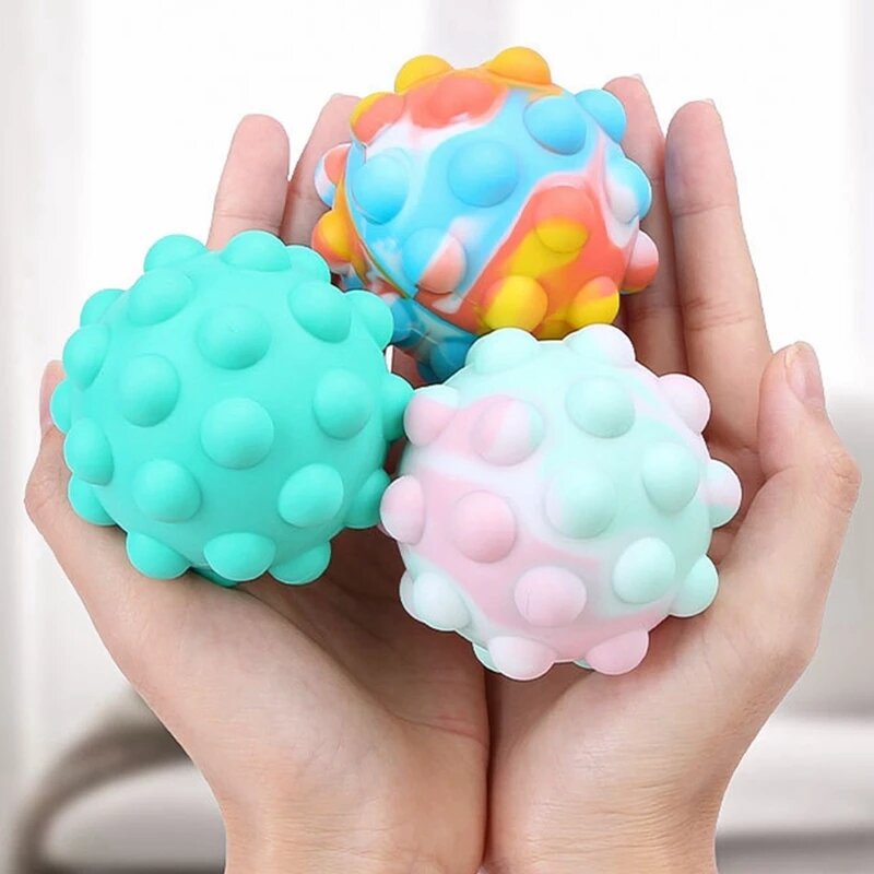 Regenboog Bal Push Bubble Antistress Cube Decompressie Speelgoed Knijpen 3D Elastische Bal Stress Zintuiglijke Speelgoed Voor Kids Gift