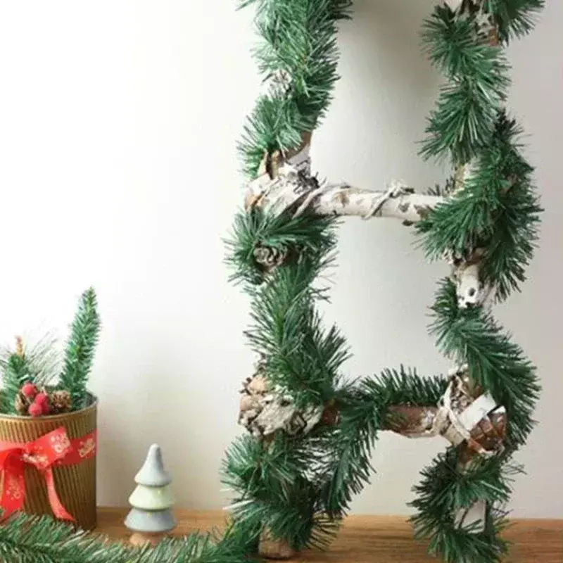 Guirlanda artificial do Natal do Rattan para a decoração home, ornamentos da árvore do Xmas, decoração DIY exterior e interna, 5.5m