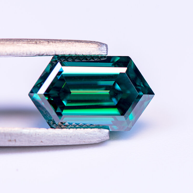 Moissanite Steen Lange Zeshoek Vorm Primaire Kleur Lab Gegroeid Diamant Smaragd Greencharms Sieraden Maken Met Gra Certificaat