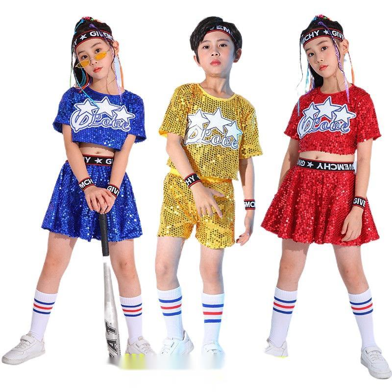 New children's Cheerleading Performance abbigliamento con paillettes Modern Jazz Dance