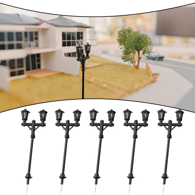 10Pcs Model Street Lights Scale 1:100 Railway LED Lamppost Patio Garden Lamps Playground Scenery Lamps Lighting Home Decoration