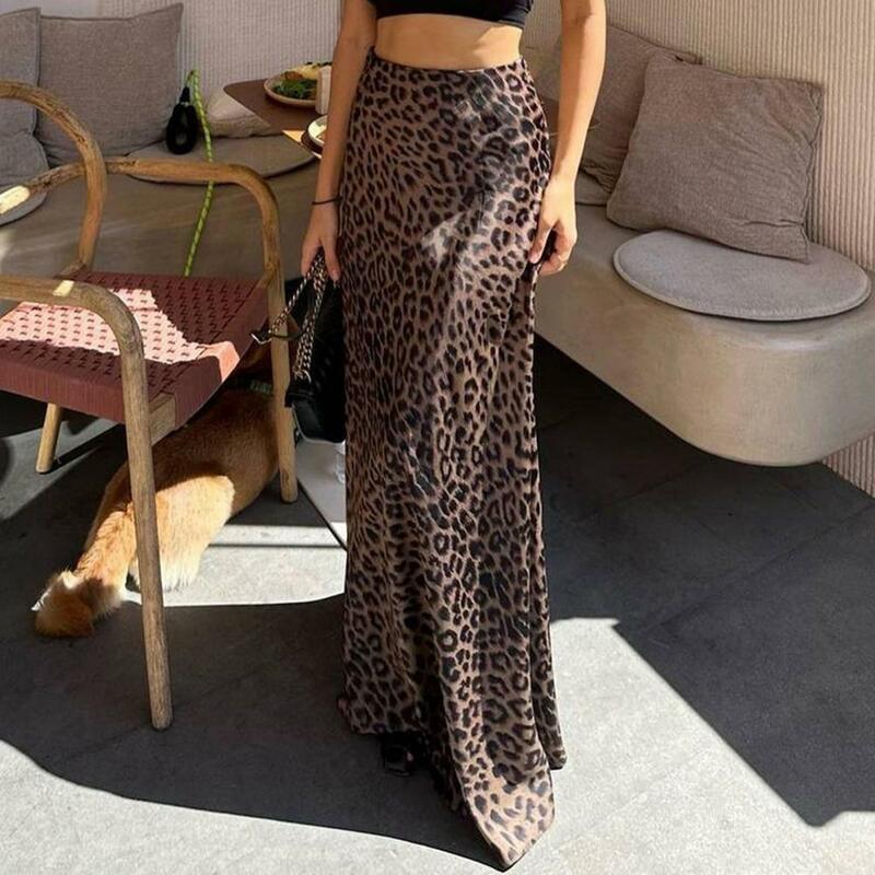 Leopard Long Print Women Skirts High Waist Wrap Hip Floor-Length Bustier Skirt 2024 Spring Summer New Sexy Lady Beach Rube