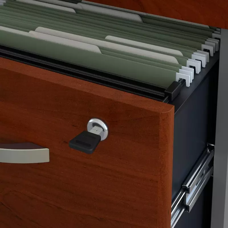 خزانة ملفات متدحرجة ذات درجين ، مجمعة بالكرز ، إكسسوارات مكتبية ، خزائن لحفظ الملفات