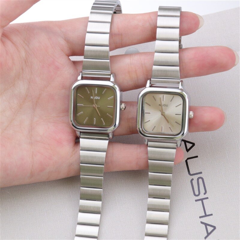reloj para mujer Reloj cuadrado Simple para mujer, correa de acero inoxidable, relojes de pulsera minimalistas elegantes, cuarzo femenino informal
