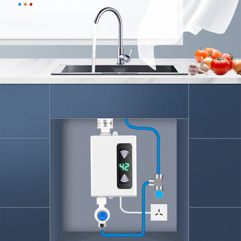 3000w 220v aquecedor de água do banheiro cozinha instantânea elétrico aquecedor de água quente da torneira temperatura display torneira do chuveiro tankless
