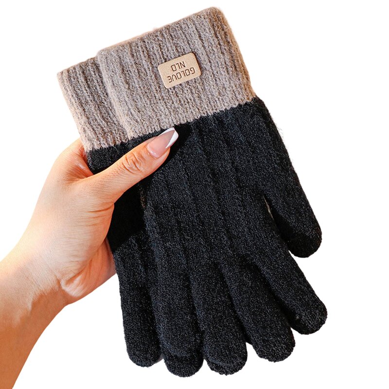 Женские зимние перчатки с сенсорным экраном простые ветрозащитные однотонные утолщенные перчатки для женщин и девочек зимний подарок