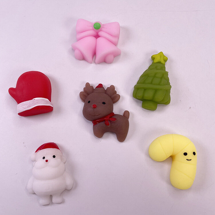 5-50 buah mainan licin Mochi Natal lucu mainan Santa Klaus manusia salju Remas stres mainan pereda untuk anak-anak hadiah Natal Tahun Baru