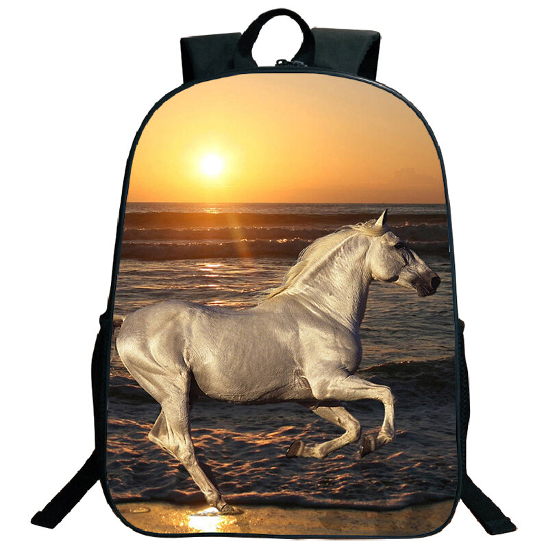 Large Capacity Running Horses Print Backpacks For Primary School Student School Bags Lightweight Travel Bag Children's Backpack