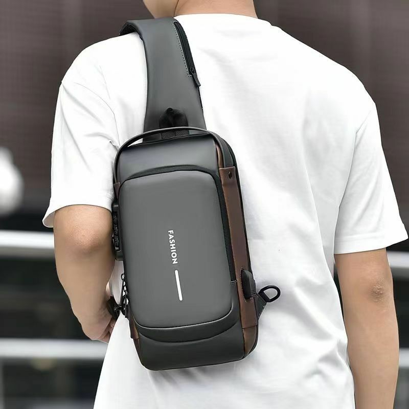 Männer Anti-Diebstahl Brusttasche Umhängetaschen USB-Aufladung Cross body Paket Schule Kurztrip Messenger Taschen Herren Oxford Sling Pack