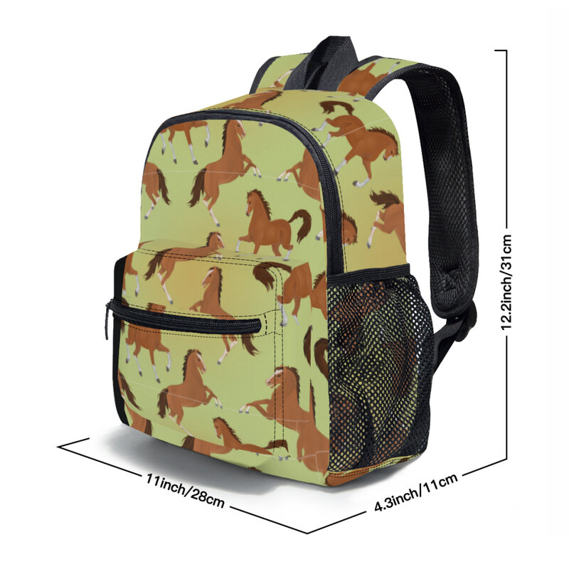 Brown Horse Illustration Backpack, Kindergarten Children Mochila School Bag for Kids