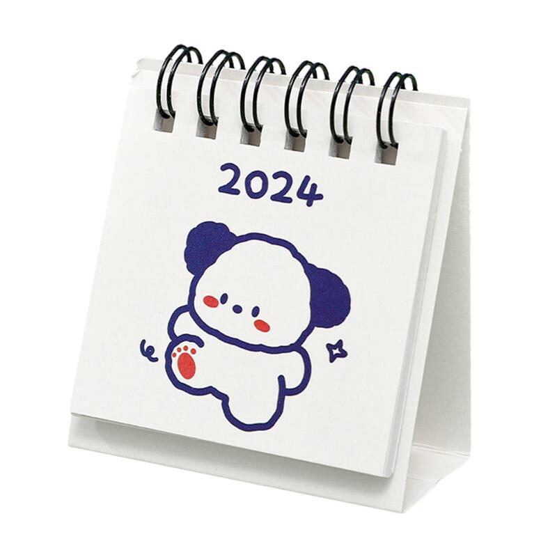 2024 Mini calendario da tavolo calendario Planner ornamenti da tavolo calendario Mini calendario da tavolo dei cartoni animati per scrivania Home Office