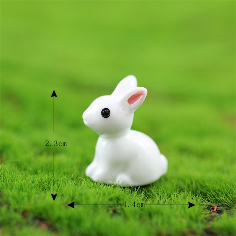 Minifiguras de conejo en miniatura de resina, adorno 3D de conejo blanco, micropaisaje, decoración de casa de muñecas, manualidades artesanales, 10-50 piezas