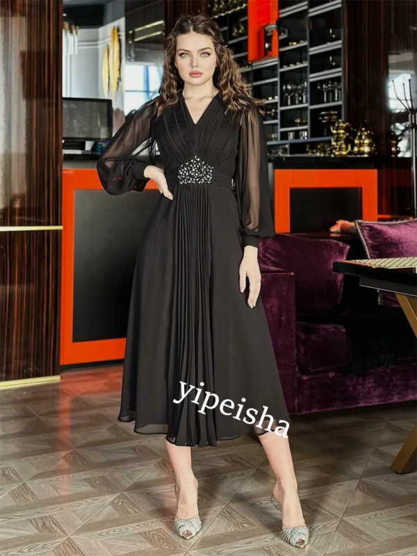Бальное платье для выпускного вечера, атласное платье-трапеция средней длины с V-образным вырезом для пляжа, Саудовская Аравия