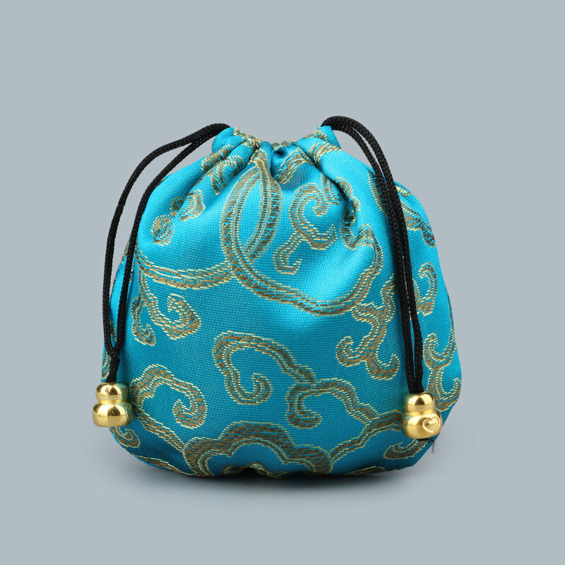 Chinese Style Multi Color Embroidery Auspicious Cloud Cloth Storage Bag Pouch Jewelry Storage Bag Necklace Bracelet Container