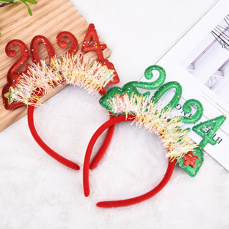 Gafas de fotos de Año Nuevo 2024, diadema de oro, plata, rojo, gafas de papel de Navidad, Aro para la cabeza, regalos de fiesta de Feliz Año Nuevo, Navidad, Noel