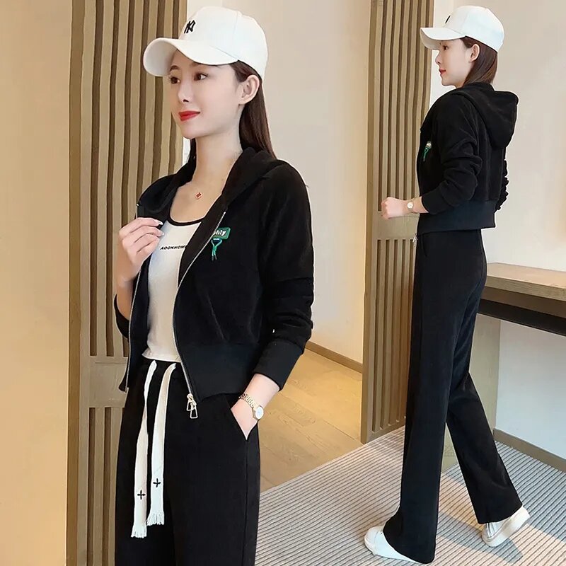 Fashion Casual Suit Women's Spring Autumn 2024 New Fashion Loose Oversize 4XL Hooded Professional Sports Two-Piece Suit