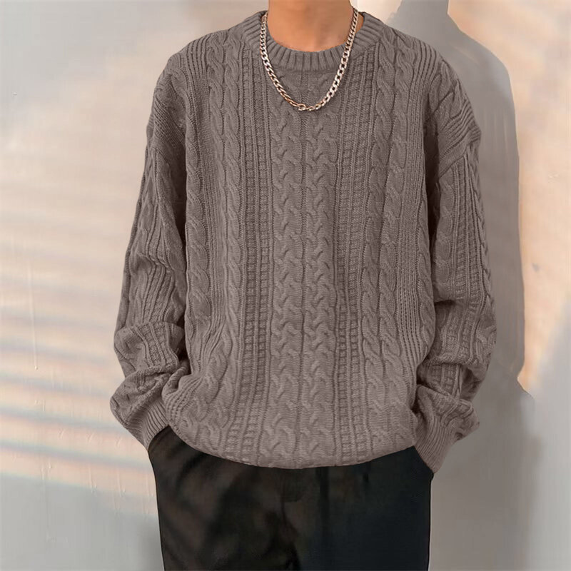 Suéter de manga comprida de lã quente masculino, suéteres de malha, malhas, tops de alta qualidade, outono, roupas de inverno, jumper masculino, moda