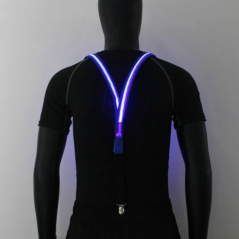 Klip suspender LED menyala dalam gelap, Set celana gantung dasi kupu-kupu bercahaya