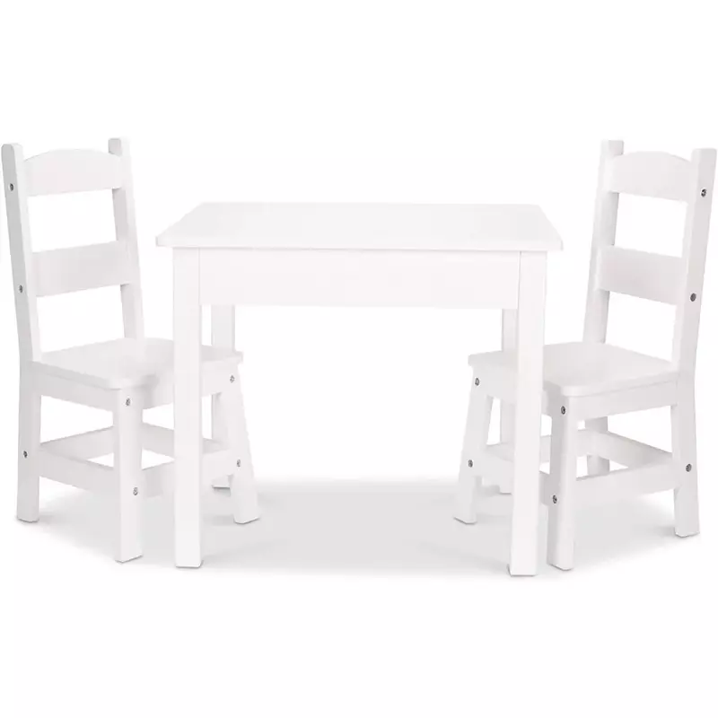 Table et chaises en bois pour enfants, blanc, table pour enfants avec chaise, bureaux de chambre, ensemble de meubles pour enfants