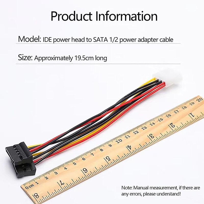 Male To Female Molex SATA Extension Cord IDE Molex 4 Pin To SATA 2 Serial HDD Power Adapter Cable Hard Drive Connector