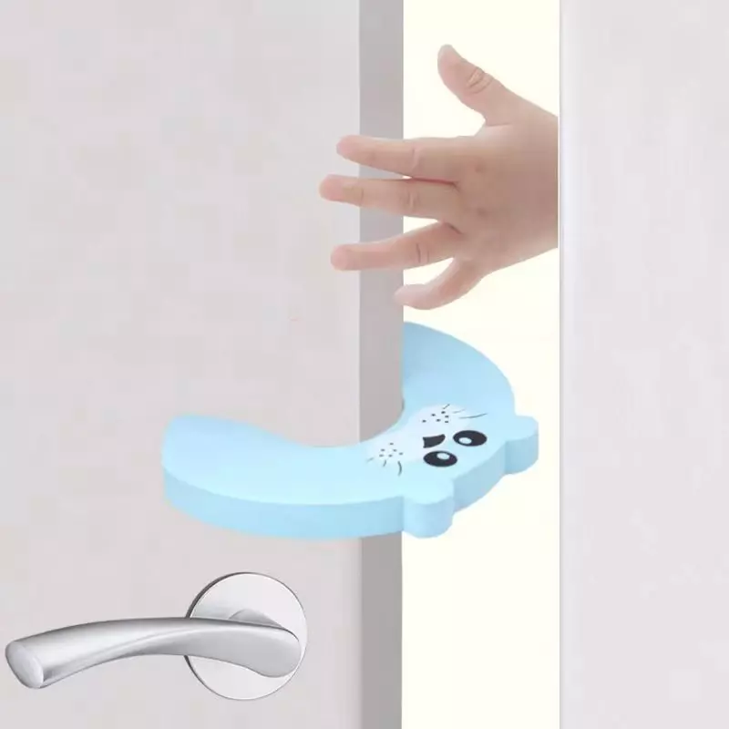 2PCS Baby Safety For Newborn Furniture Protection Card Door Stopper Security Cute Animal Care Child Lock Finger Protector